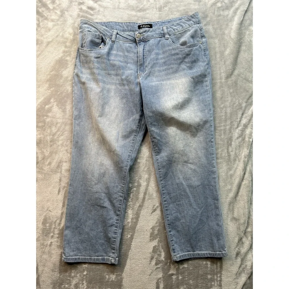 D. Jeans Womens Sz 14 Designer Blue Jeans Wide‎ Leg Crop Light Wash Ladies Pants